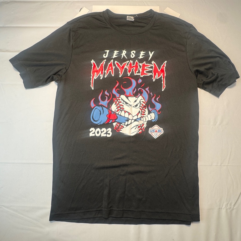 Sport-Tek Mens Graphic Tee Jersey Mayhem 2023 USABL Baseball Black Medium ST350
